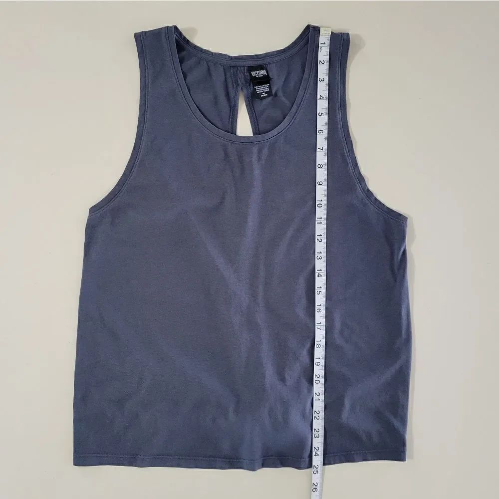 Victoria Sport Gray Split Back Tie Workout Tank Top - Picture 5 of 11